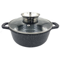 Казан UNIQUE UN-5276 5.5 л, 26 см круглий мармур/чорний (6 шт./ясть)