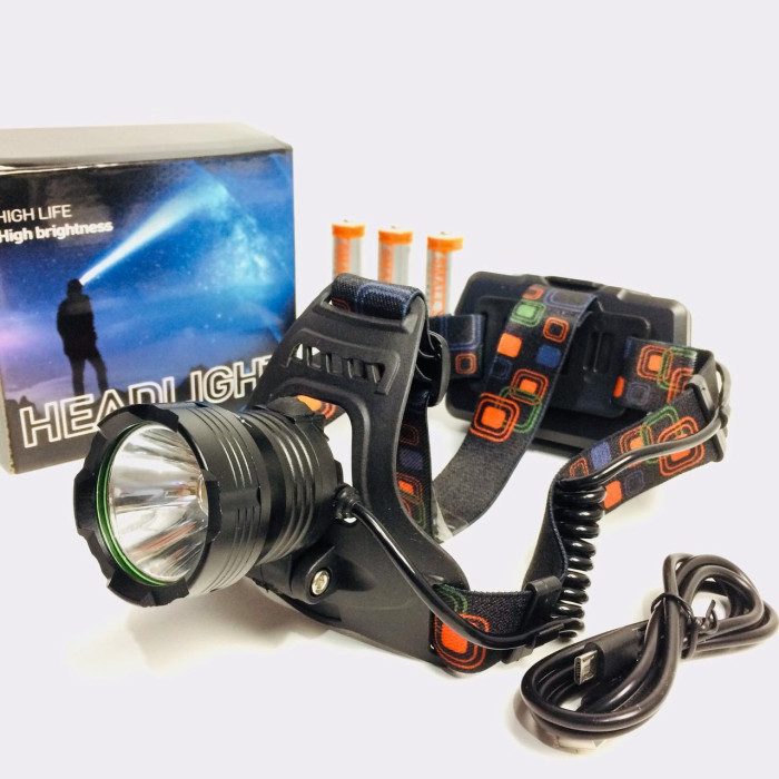 Ліхтар налобний XQ-219-HP50, ЗП micro USB, 3x18650, power bank, signal light (120 шт./ясть)