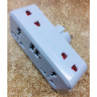 Трійник у розетку з USB OULONE ART-807-1 (150)