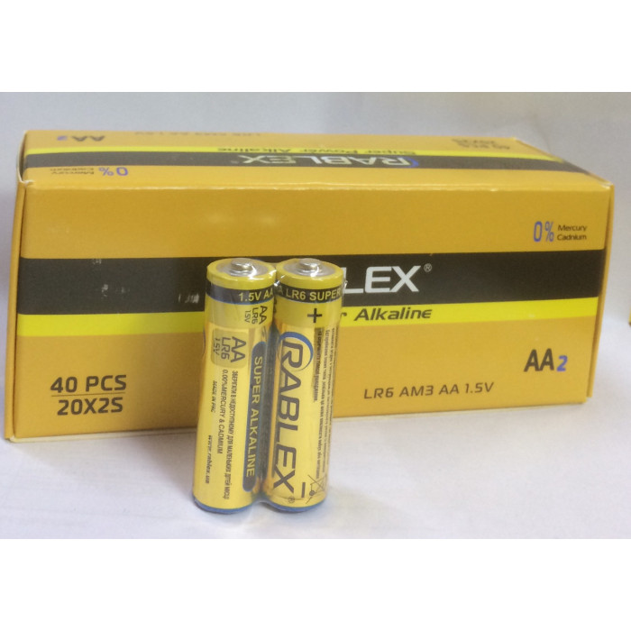 Батарейка Rablex лужні (40 шт у блоці) LR06/ техніка/АА/1.5V/2шт (2/40/200/1000)