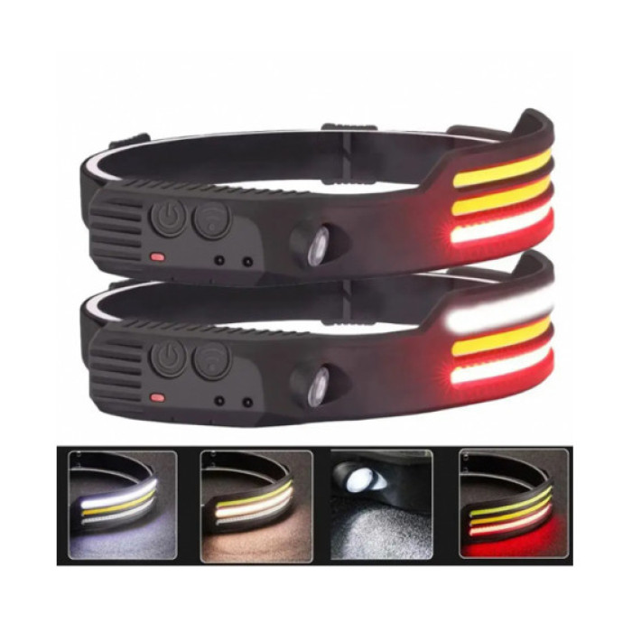 Налобний ліхтар COBA CB-689-3/ 8247 акумуляторний з датчиком руху та червоним світлом (240 шт./яєст)