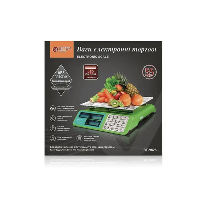 Ваги Торгові VITEK з металевою кнопкою BT-982S/4V/50KG//5G (5 шт./яский)