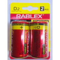 Батарейка Rablex Turbo лужна на блістері LR20//D/1.5V/2шт/12 (144 шт./ясть)