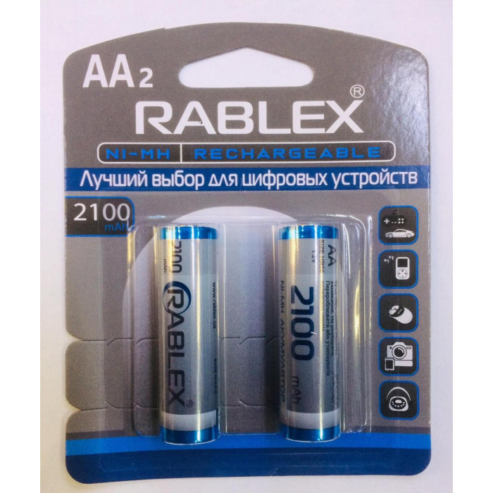 Акумулятори RABLEX HR6 RB-2100/ 1.2V / 2100 mAh / Ni-MH / AA / блістер / 2шт (240 шт./ясть)
