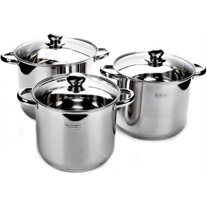 Посуд Нбр. Кухонна, 6 Предметів, 7.2, 9, 11.2 Лтр., Велика Розміри, Срібні EB 525 (2 шт./ящи)