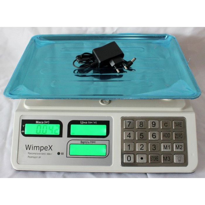 Ваги Торгові електронні Wimpex WX-5004 металікi кнопки (50 кг/6v/2г)