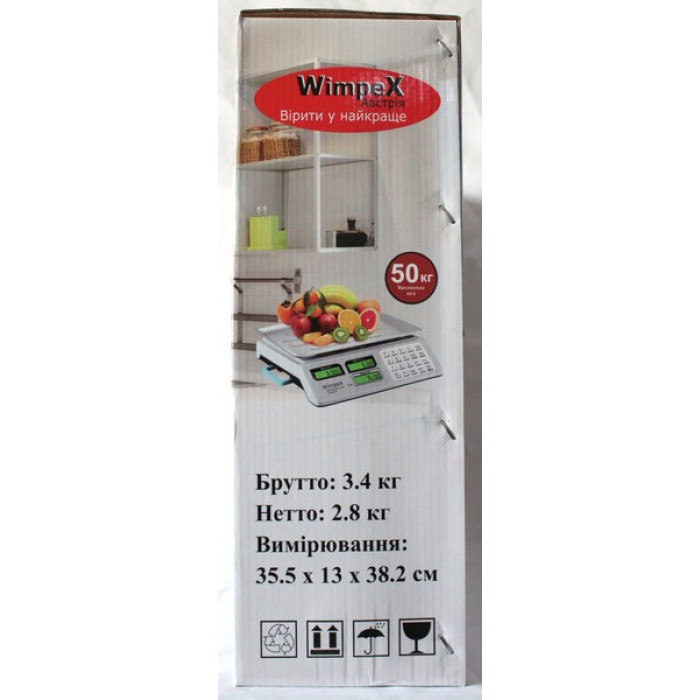 Ваги Торгові електронні Wimpex WX-5004 металікi кнопки (50 кг/6v/2г)