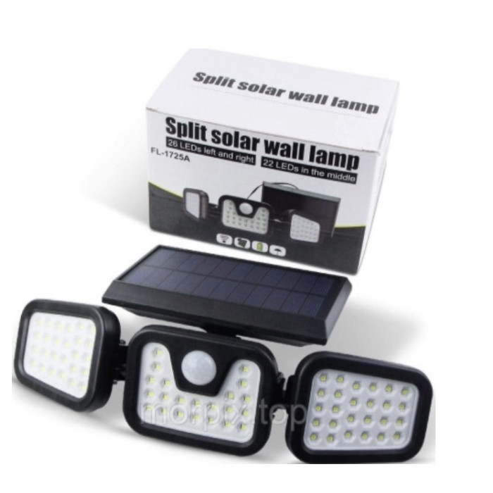 Вуличний потрійний світильник на сонячній батареї з датчиком руху FL 1725/W 771A (48)