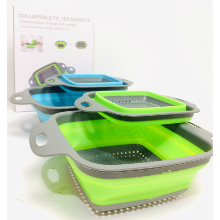 Друшляк силіконовий складаний великий + маленький Collapsible filter bassets JM-612 (100 шт./яский)