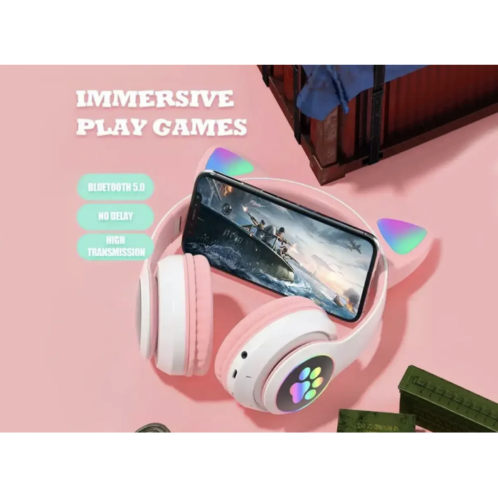 Бездротові Bluetooth-навушники з вушками Cat Ear VZV-24M/8079 з LED-підсвіткою (80 шт./ясть)