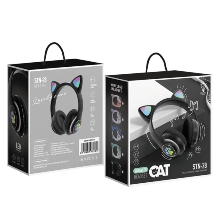Бездротові Bluetooth-навушники з вушками Cat Ear STN 28/8893 з LED-підсвіткою (60 шт./ясть)