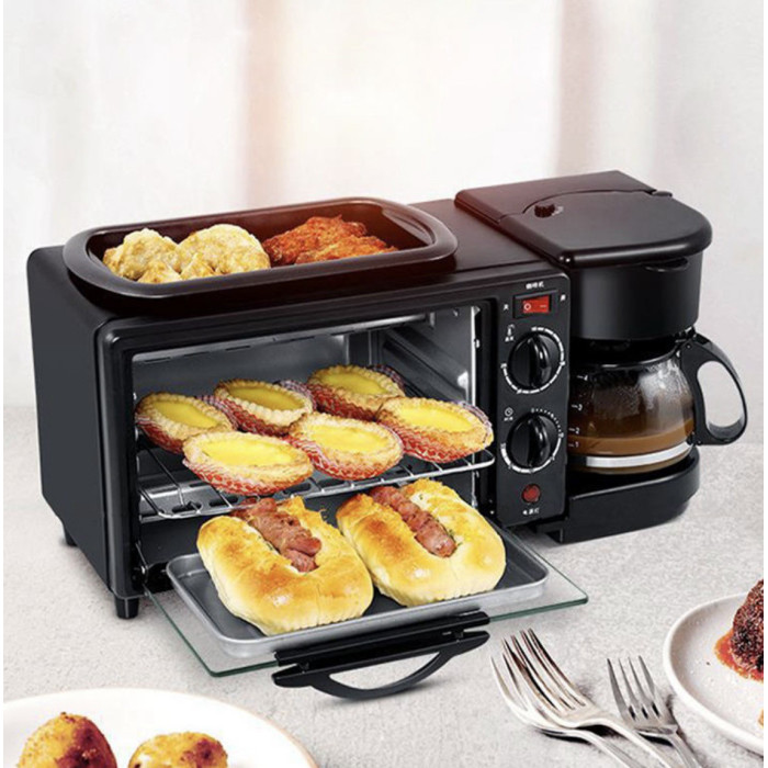 Багатофункціональна машина для сніданку тостер, духовка, кавник RAF 5527/ 5308 BLACK (4 шт./ясть)