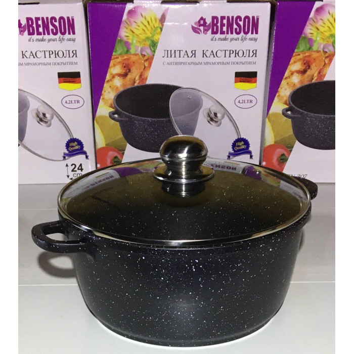 Каструля з кришкою мармур 4.2 л BN-307 (8 шт./яск.)