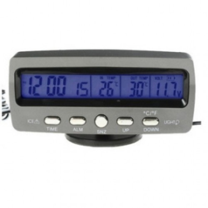 Автомобільний годинник з вольтметром,термометр, гіндікатор темпетатур, виносний датчик VST-7045 (80 шт./яск