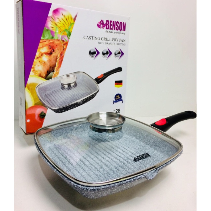 BN-310 (4) — Сковорода гриль із кришкою гранітне покриття