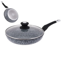 Сковорода UNIQUE UN-5116-26 см з кришкою/граніт світлий (6 шт./ясть)