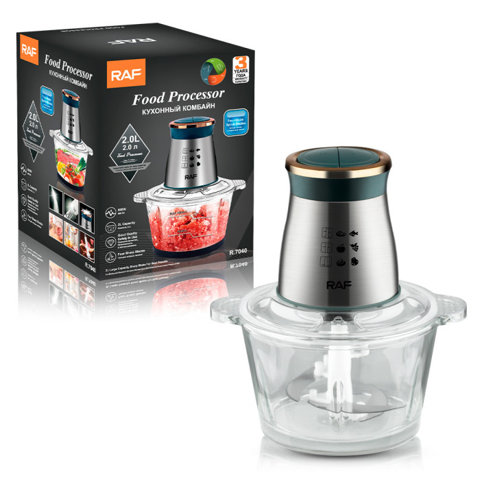 Подрібнювач RAF R-7040 2 л. скло 800 Вт 6 лез (12 шт./яский)