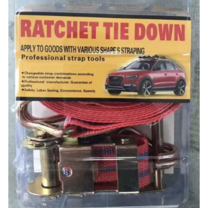 Страхувальний трос 1.5m, стрічка страхувальна з натягувачем Safety rope RATCHET TIE DOWN (24)