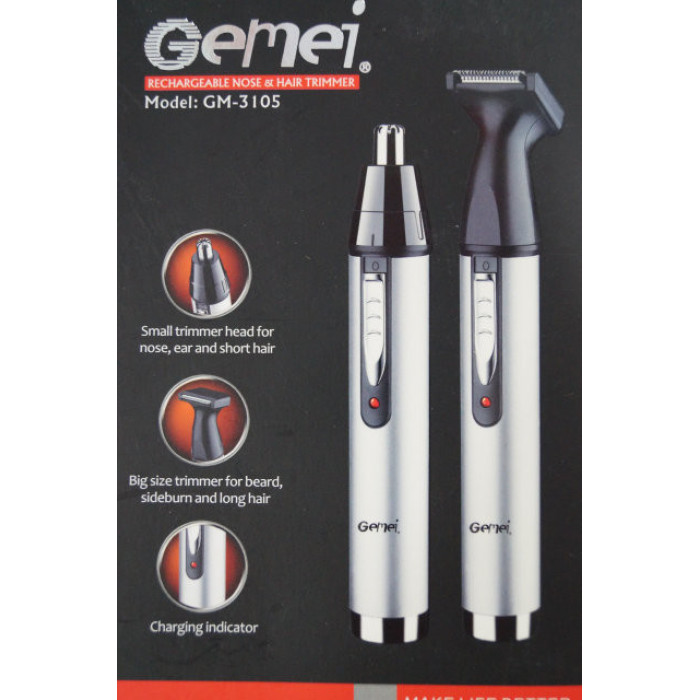 Тример бритва для стриження волосся на обличчі, у носі та вухах Gemei GM-3105 (100)