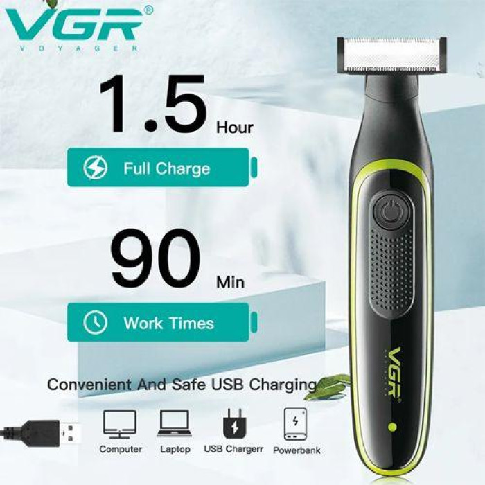 Бритва-тример для стриження бороди та вусів VGR V-017/9572, 3 насадки, ст. акум., Waterproof (40)