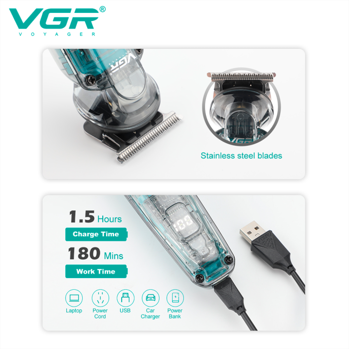 Машинка для стрижки волосся триммер VGR V-949/ 8820 з USB зарядкою (40)