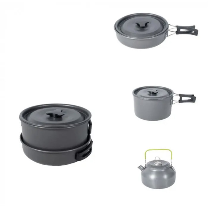 Алюмінієвий туритичний набір посуду (каструлі, сковорідка, чайник) COOKING SET DS-308 (16)