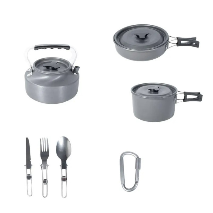 Алюмінієвий туритичний набір посуду (каструлі, сковорідка, чайник, столове приладдя) GL-С31 (20)