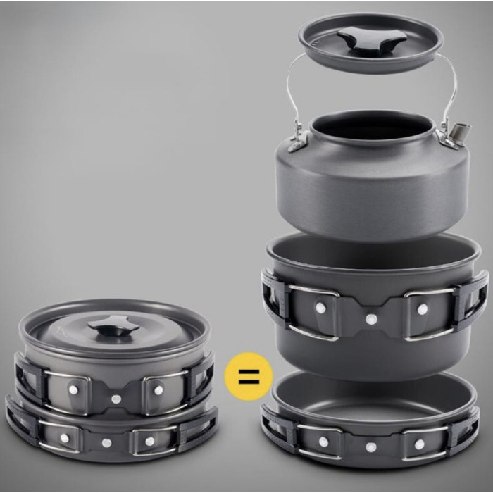 Алюмінієвий туритичний набір посуду (каструлі, сковорідка, чайник, столове приладдя) GL-С31 (20)