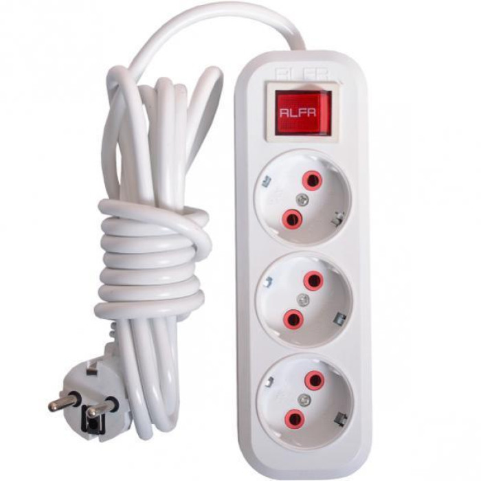 Подовжувач з вимикачем RLFR-5/ 10A*5M*3 розеток (60 шт.)