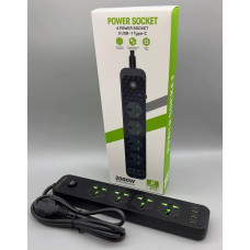 Мережевий фільтр J02 3000 W (4*220V+3USB+1*Type-C)