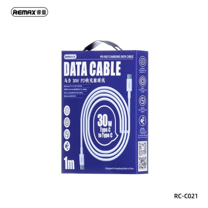 Кабель Remax RC-C021 Type-C-Type-C (2m) 30W