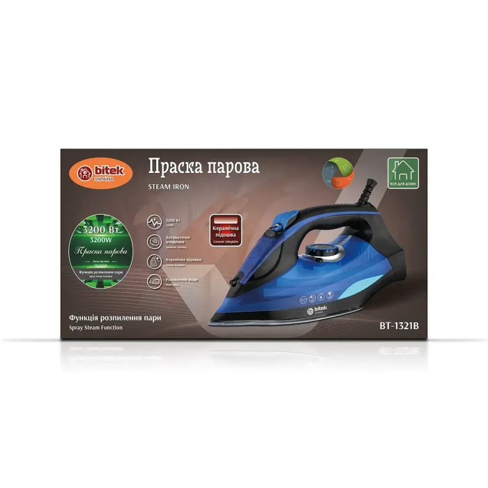 Праска парова з керамічною підошвою 3200Вт BITEK BT-1321B/ 6507 (6)