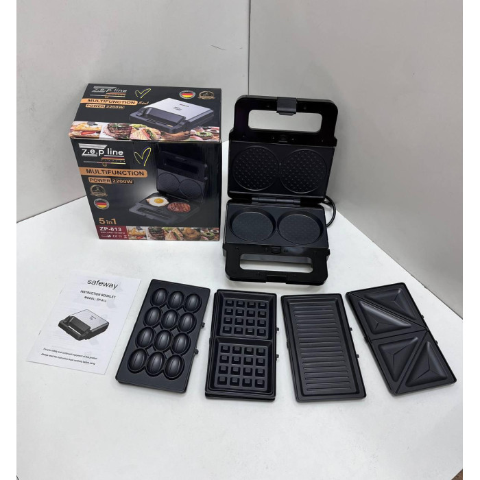 Вафельниця 5в1 2200 Вт Zepline ZP-813 Мультимейкер зі знімними пластинами (6)
