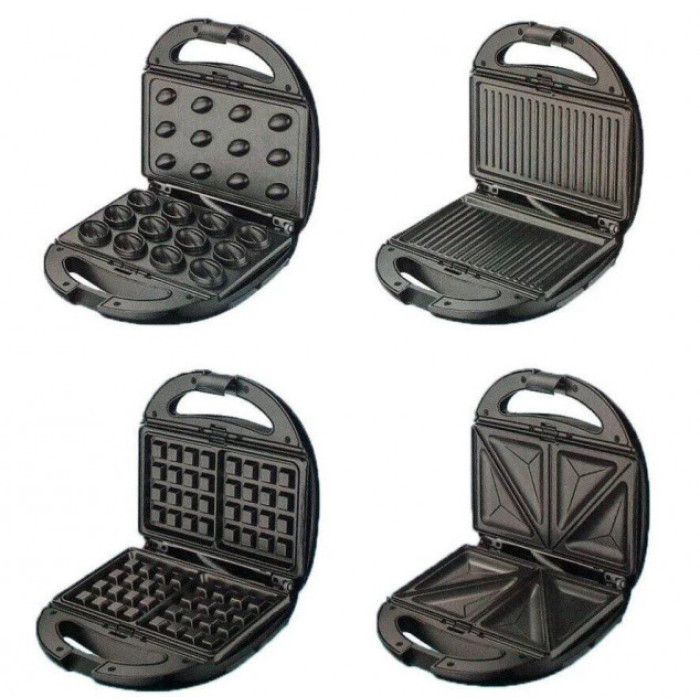 Мультимейкер 4 в 1 Сендвічниця Вафельниця Гриль Горішниця DSP KC 1164 (6 шт./ясне)