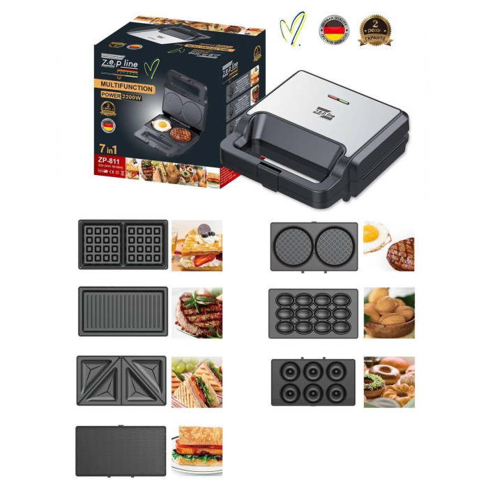 Вафельниця 7в1 2200 Вт Zepline ZP-811 Мультимейкер зі знімними пластинами (6)