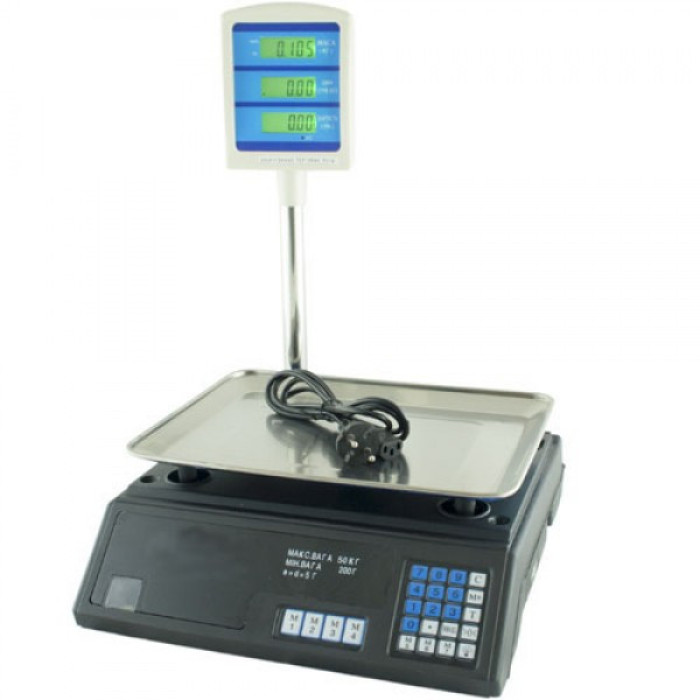 Ваги Торгові зі стійкою DOMOTEC MS-308 50 кг ( 50KG/6V/5GR/327*135*37)
