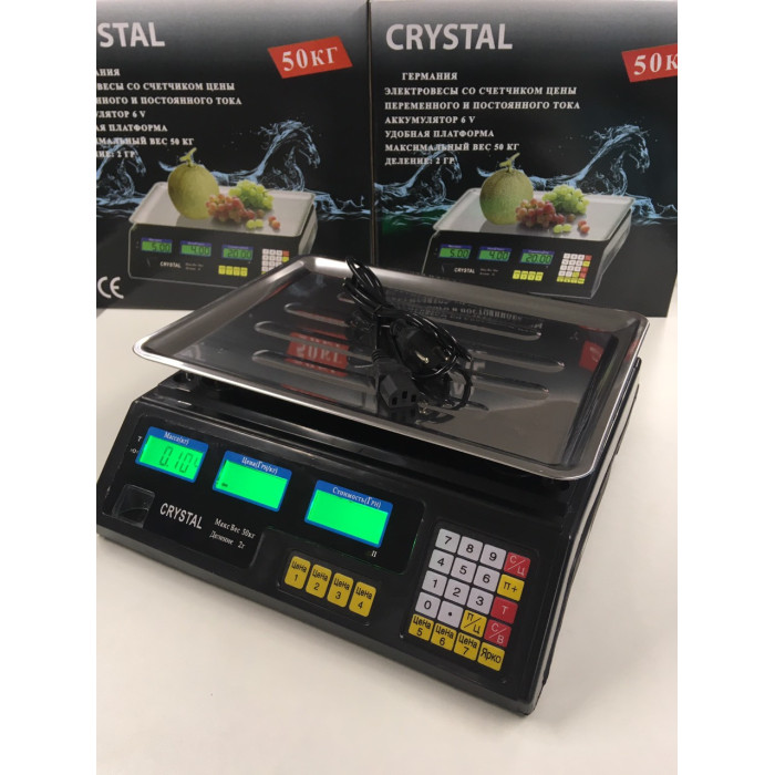 Ваги Торгові CRYSTAL / 50 кг/6v/5г / (5 шт./ясть)