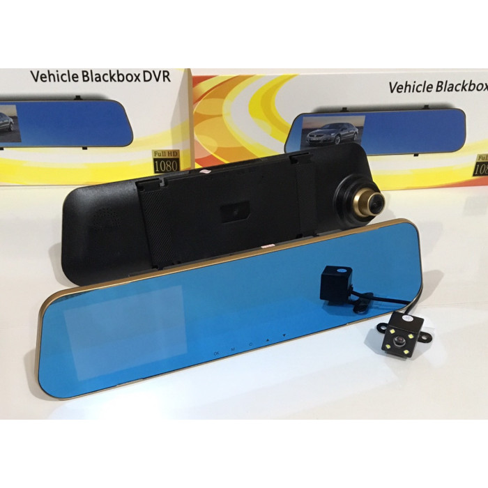 Відеореєстратор DVR DV 460 дзеркало з двома камерами ART-2001 (GOLD)