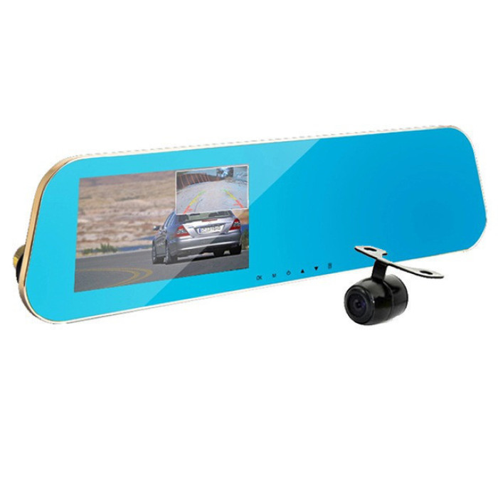 Відеореєстратор DVR DV 460 дзеркало з двома камерами ART-2001 (GOLD)