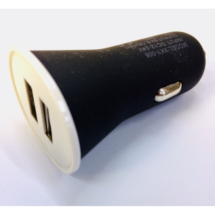 Автомобільний зарядний пристрій usb MOD-2210/ XKX-006 чорні про резиновоые ( 12V/2USB/2A )