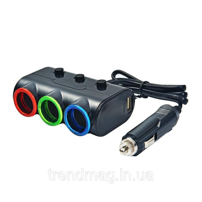 Автомобільний зарядний пристрій Olesson MOD-1523 ( 3 in 1/120W/Triple Direct LED Socket )(120)