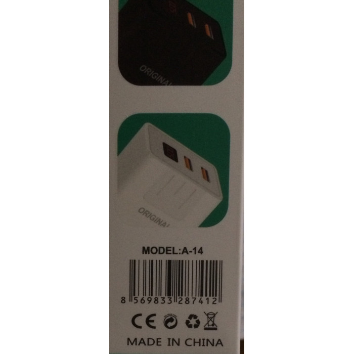Адаптер (A-14) 220v 2 usb with digital display CX QC03/ 5740 (250 шт./ясть)